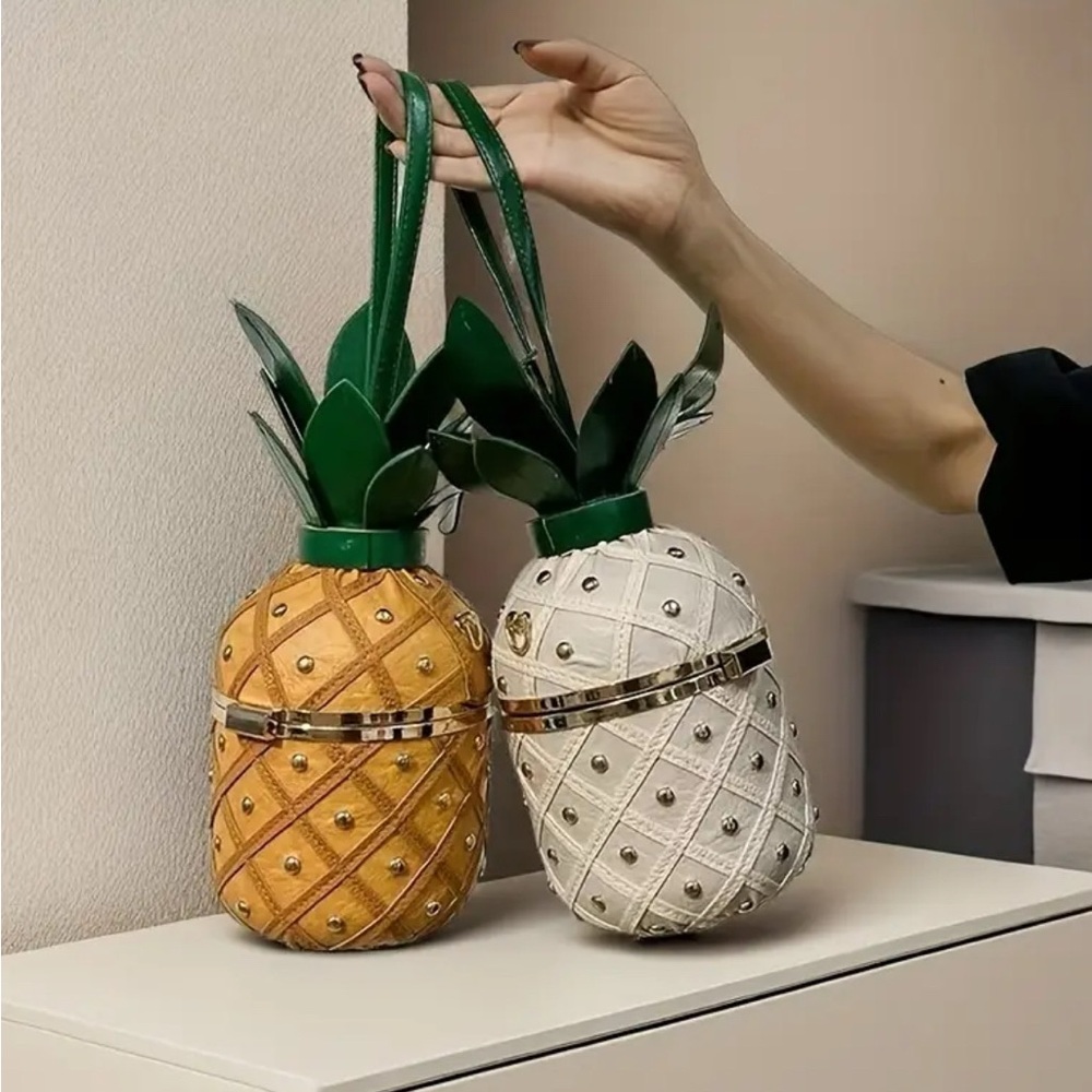 Pineapple Shaped Faux Leather Handbag with Chain Strap | Novelty Item - Picture 4 of 7